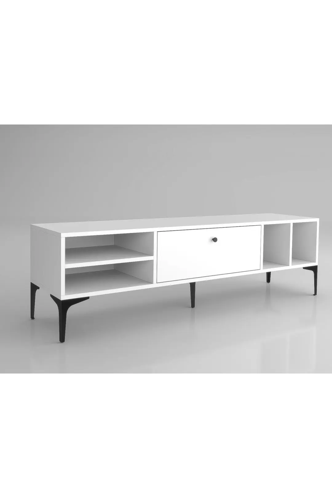 Milan Tv Ünitesi Minifiks Bağlantı , Dolap Metal Ayak - Beyaz / Siyah